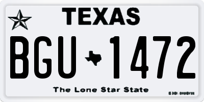 TX license plate BGU1472
