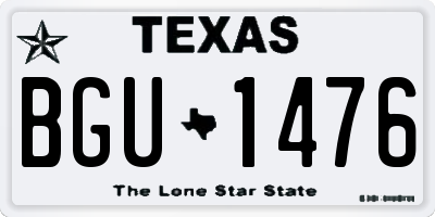 TX license plate BGU1476