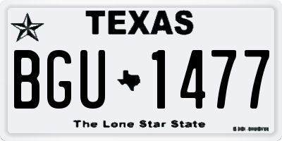 TX license plate BGU1477