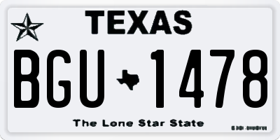 TX license plate BGU1478