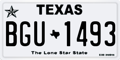 TX license plate BGU1493
