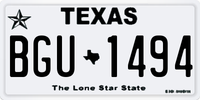 TX license plate BGU1494