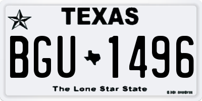 TX license plate BGU1496