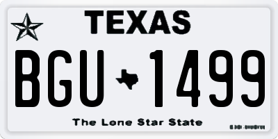 TX license plate BGU1499