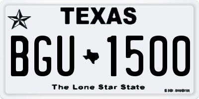 TX license plate BGU1500