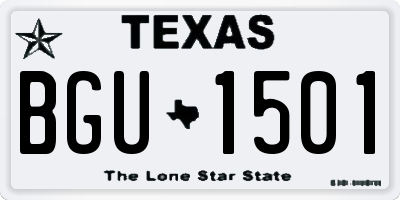 TX license plate BGU1501
