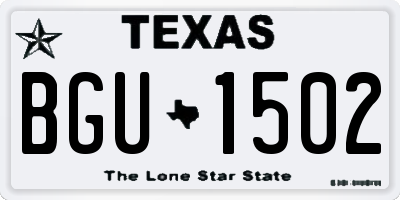TX license plate BGU1502