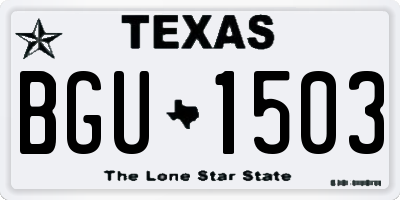 TX license plate BGU1503