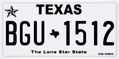 TX license plate BGU1512