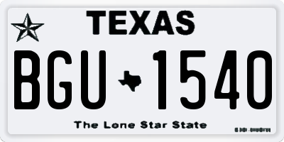 TX license plate BGU1540