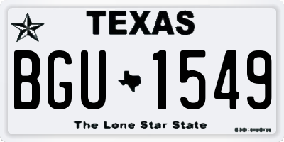 TX license plate BGU1549