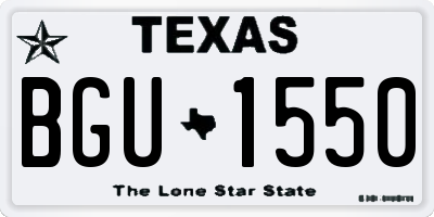 TX license plate BGU1550