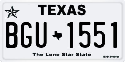 TX license plate BGU1551