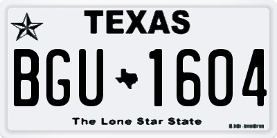 TX license plate BGU1604