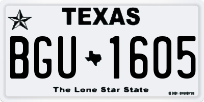 TX license plate BGU1605