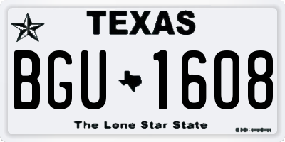 TX license plate BGU1608