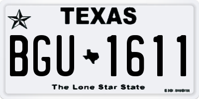 TX license plate BGU1611
