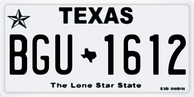 TX license plate BGU1612