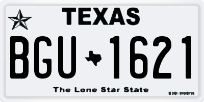 TX license plate BGU1621