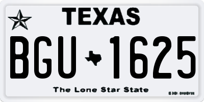 TX license plate BGU1625