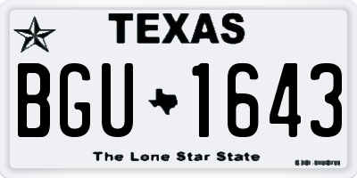 TX license plate BGU1643