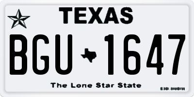 TX license plate BGU1647