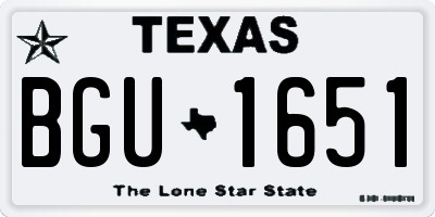 TX license plate BGU1651
