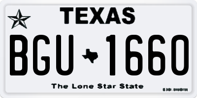 TX license plate BGU1660