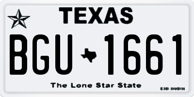 TX license plate BGU1661