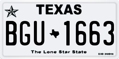 TX license plate BGU1663