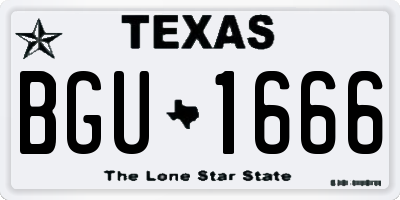 TX license plate BGU1666