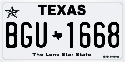 TX license plate BGU1668