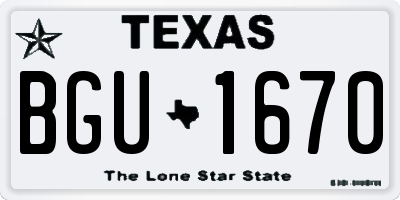 TX license plate BGU1670