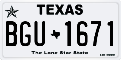 TX license plate BGU1671