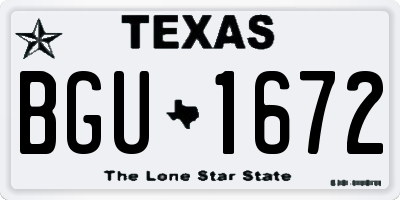 TX license plate BGU1672