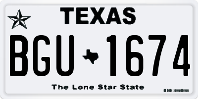 TX license plate BGU1674