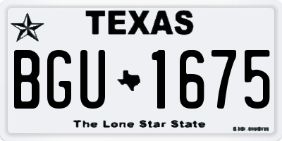 TX license plate BGU1675
