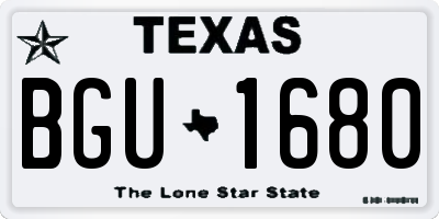 TX license plate BGU1680