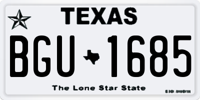 TX license plate BGU1685
