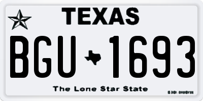TX license plate BGU1693