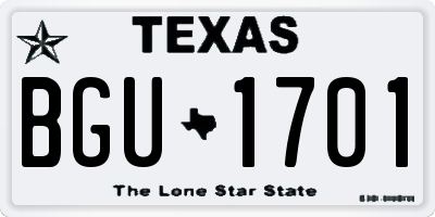 TX license plate BGU1701