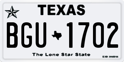 TX license plate BGU1702