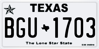 TX license plate BGU1703