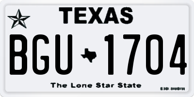 TX license plate BGU1704