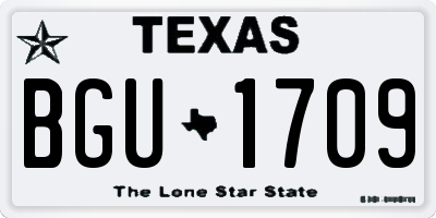 TX license plate BGU1709
