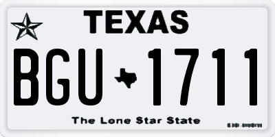 TX license plate BGU1711