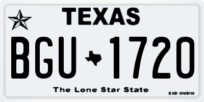 TX license plate BGU1720