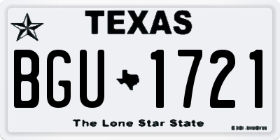 TX license plate BGU1721