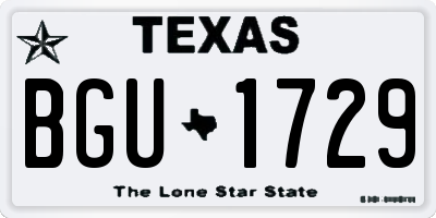 TX license plate BGU1729