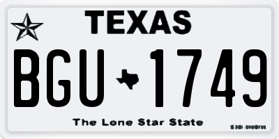 TX license plate BGU1749